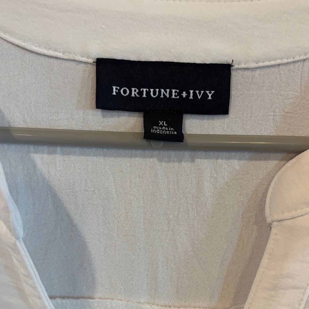 Casual White Split-Neck Button Front Blouse - image 2